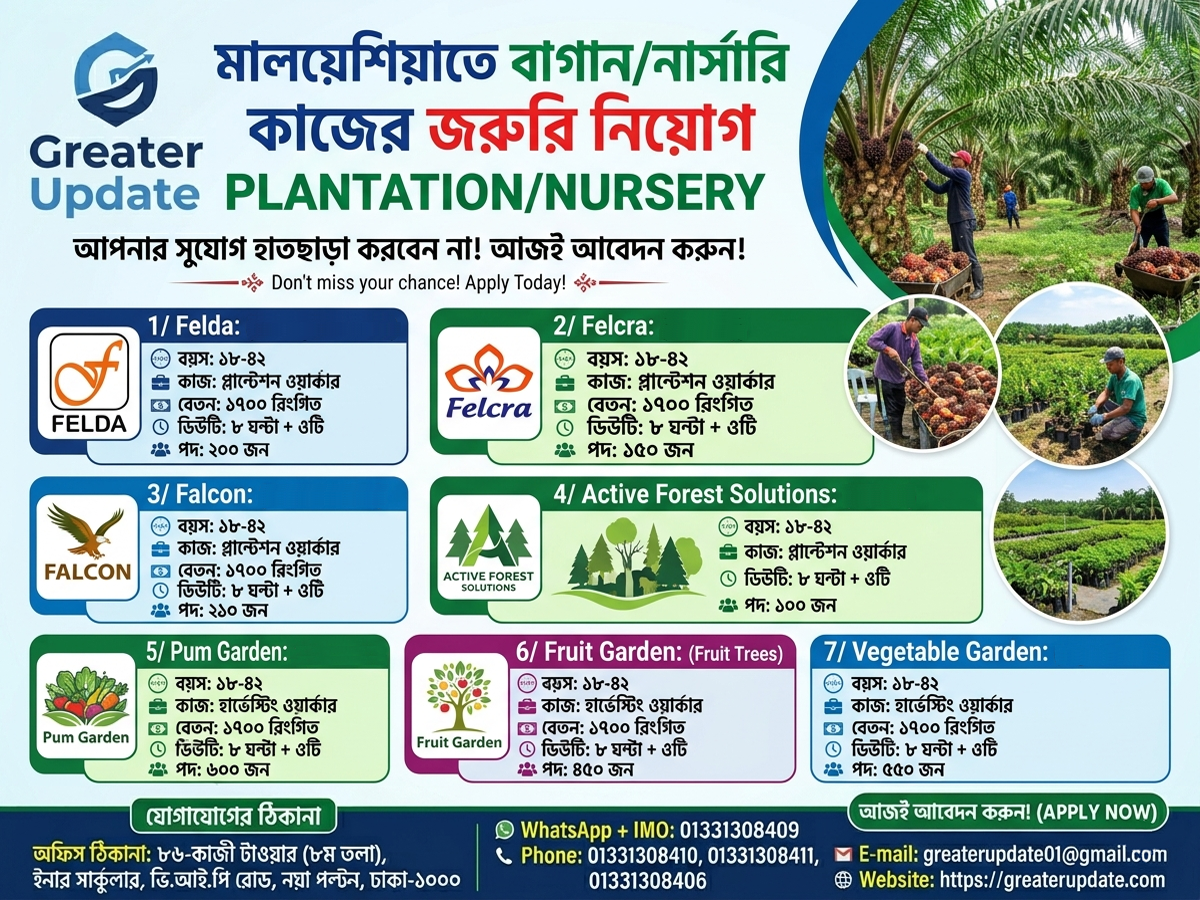 Plantation and Nursery job in malaysia
